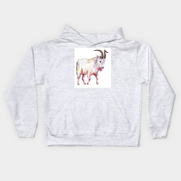 Mountain Goat drawing Kids Hoodie by sadnettles